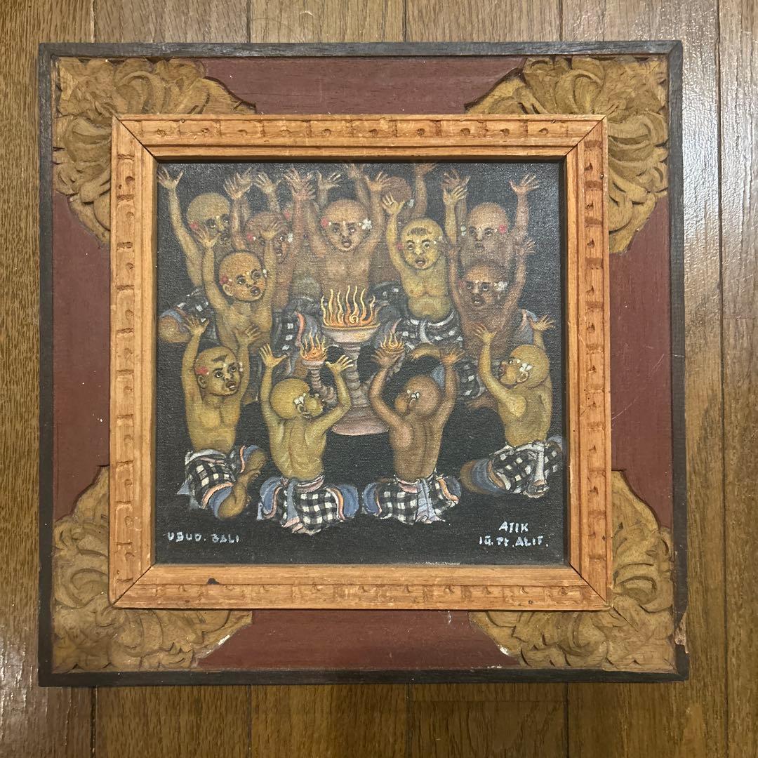 d*9様 バリ絵画 29.5cm x 29.5cm vintage ウブド サイ - メルカリ