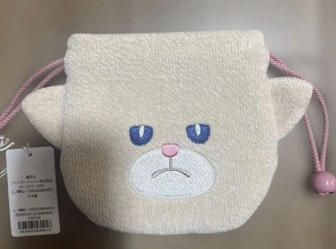 ラブラリーバイフェイラー　モフモフネコチャン　ネコチャン巾着 モフモフネコチャン 巾着 L/MNC-260283（WEB限定）(ペールパープル