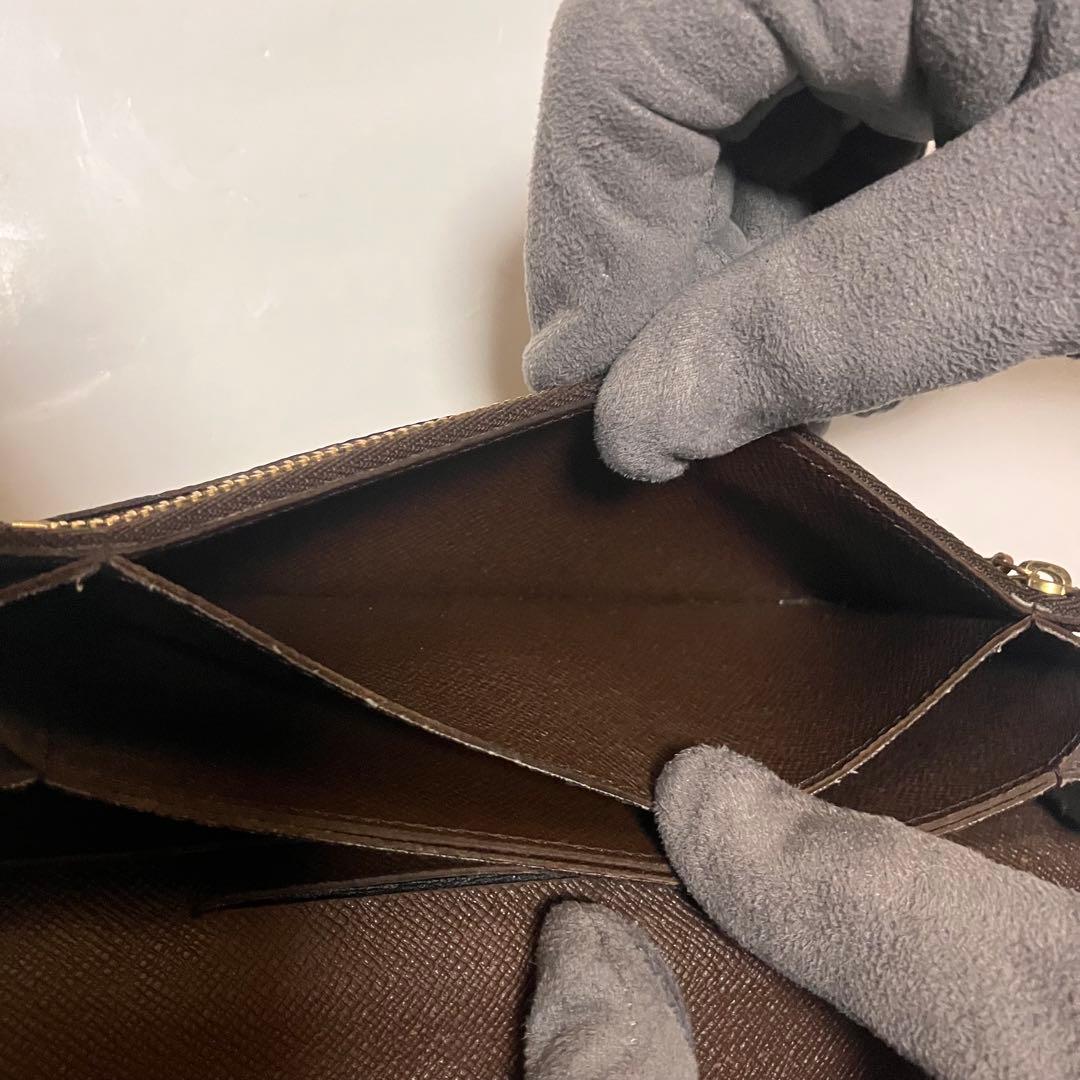 ルイヴィトン良品】ダミエパターン 長財布 ゴールドチェーン付き