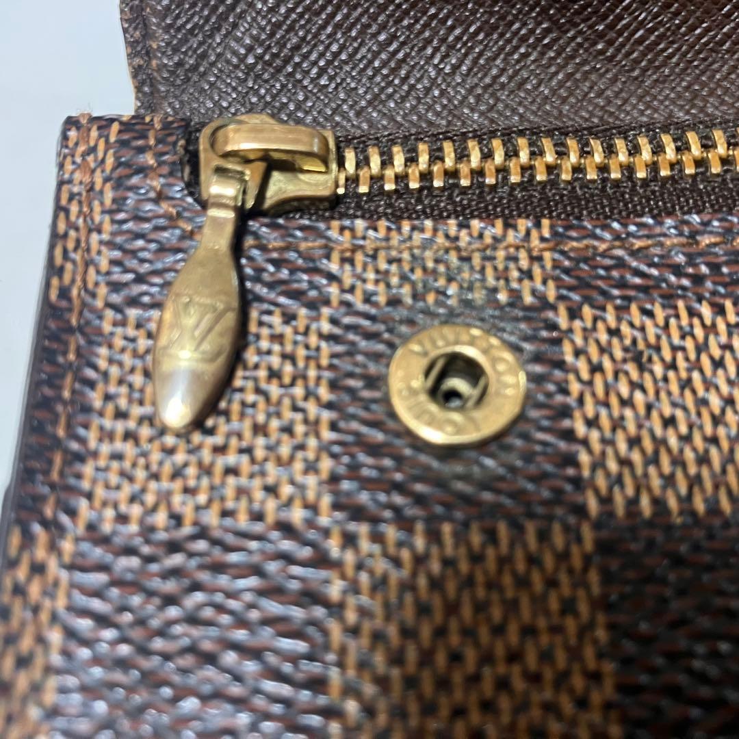 ルイヴィトン良品】ダミエパターン 長財布 ゴールドチェーン付き