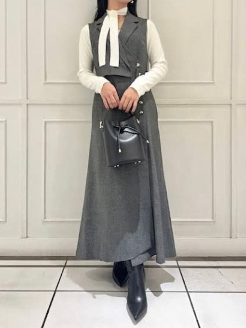 SNIDEL スナイデル ラップテーラードジャンパースカート グレー 1