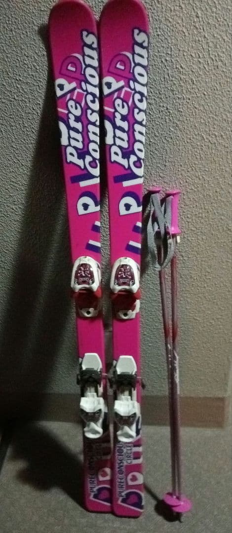 Pure Conscious 子供スキー板130cmとストック90cmのセット - メルカリ