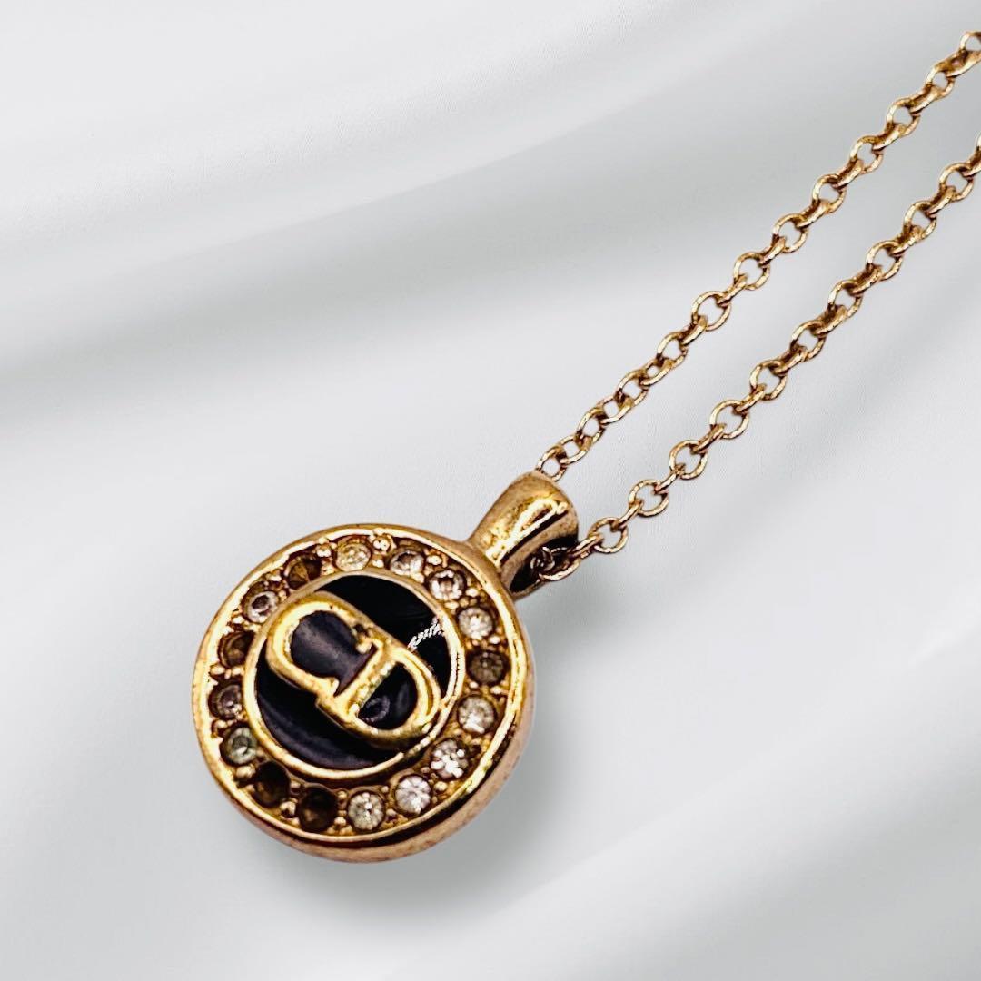 希少 Dior ディオール ブラックエナメル ラインストーン CDロゴ