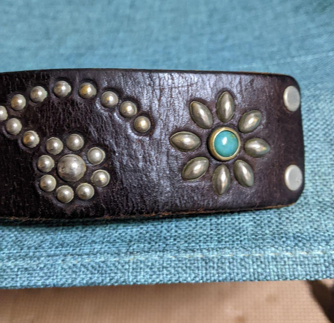 希少 木村拓哉 愛用品 HTC バングル 黒 フラワー スタッズ レザー