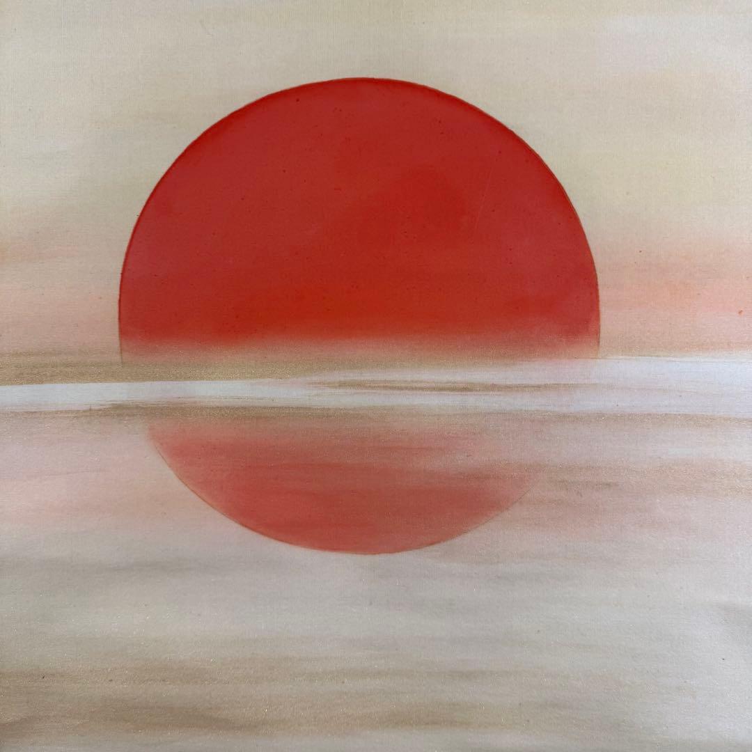 K115 前川蒼十 「旭日静波」 掛軸 日本画 絹本 共箱 - メルカリ