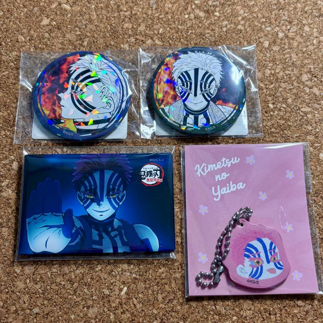 鬼滅の刃 猗窩座 オールスター缶バッジ スクエア缶バッジ 合皮チャーム