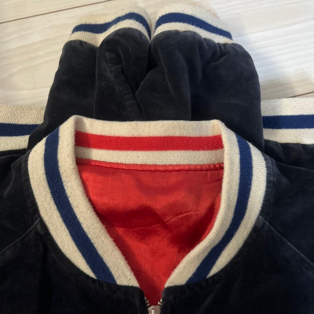 最終 空(ku USA) スカジャンネイビー✖️レッドリバーシブル ベロア