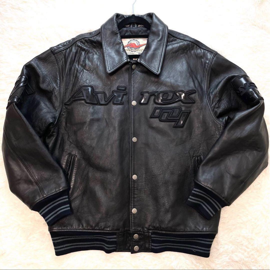 極美品 AVIREX ゴーラーズ レザージャケット 75周年記念 黒 2XL相当