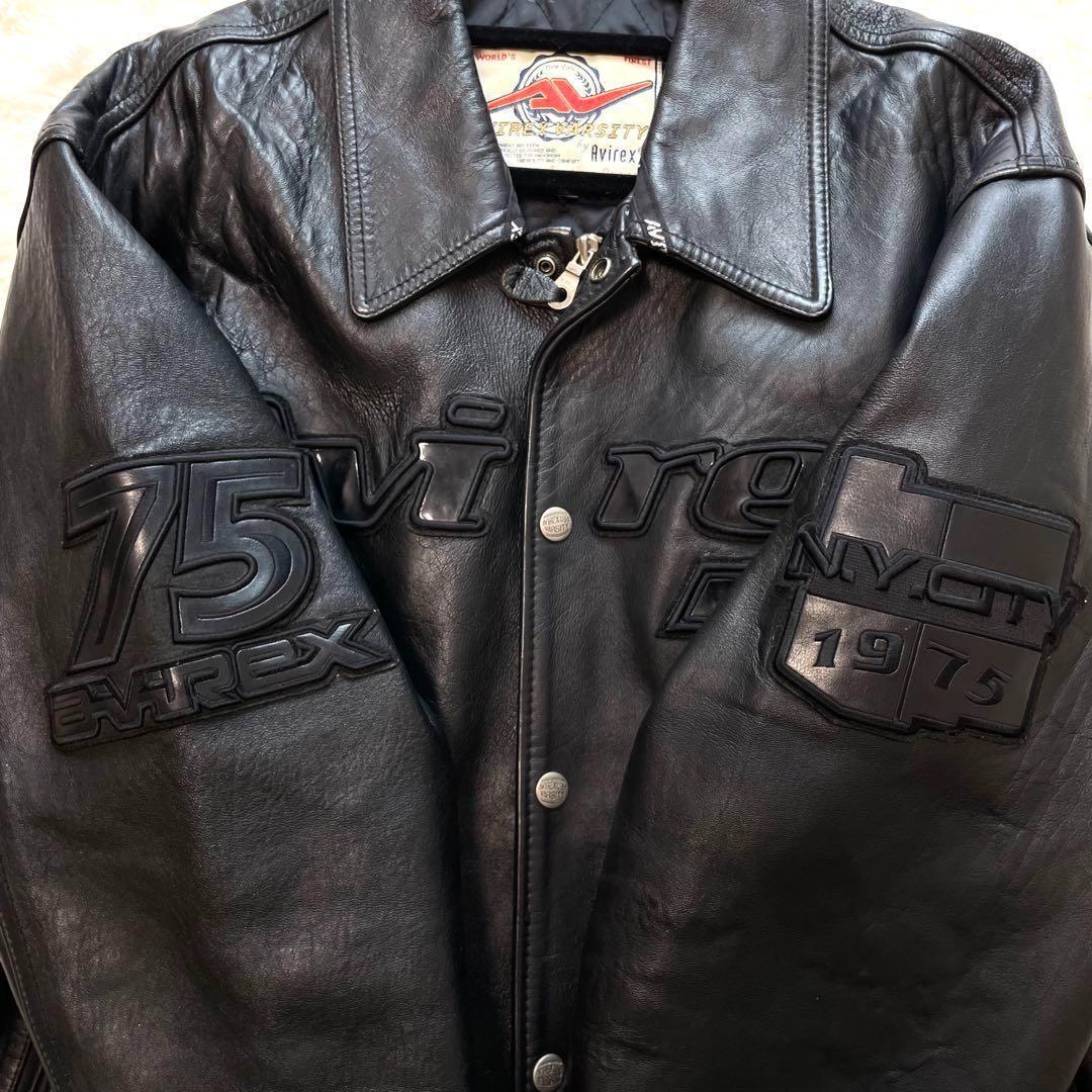 極美品 AVIREX ゴーラーズ レザージャケット 75周年記念 黒 2XL相当