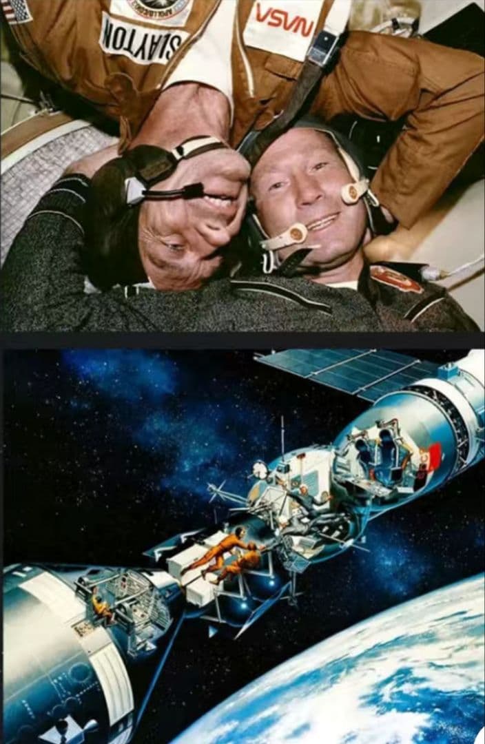 希少 アメリカアポロ宇宙船と旧ソ連ソユーズ宇宙船 ドッキング成功記念
