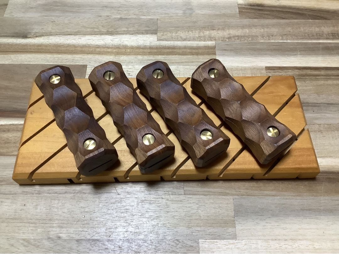 junbo　シェルフコンテナ用名栗加工グリップ　ウォールナット2セット スノーピーク シェルフコンテナ25 50 ウォールナット グリップ | koto