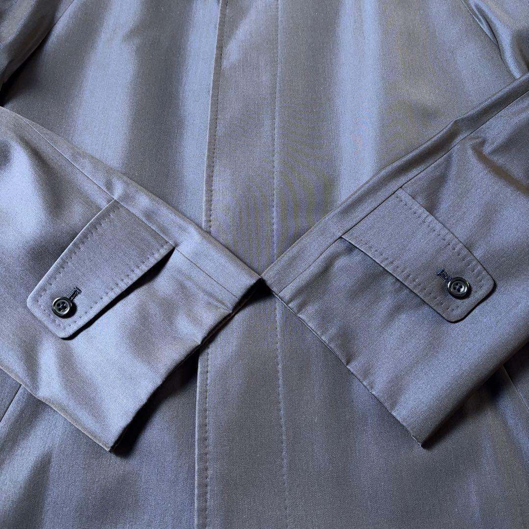 Aquascutum 玉虫 ステンカラーコート バルマカーン シルク混 ライナー