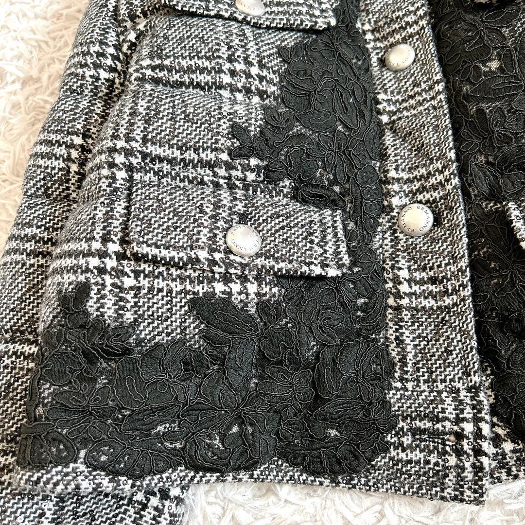 美品⁂エルマンノフィレンツェ⁂ショートコート グレンチェック レース
