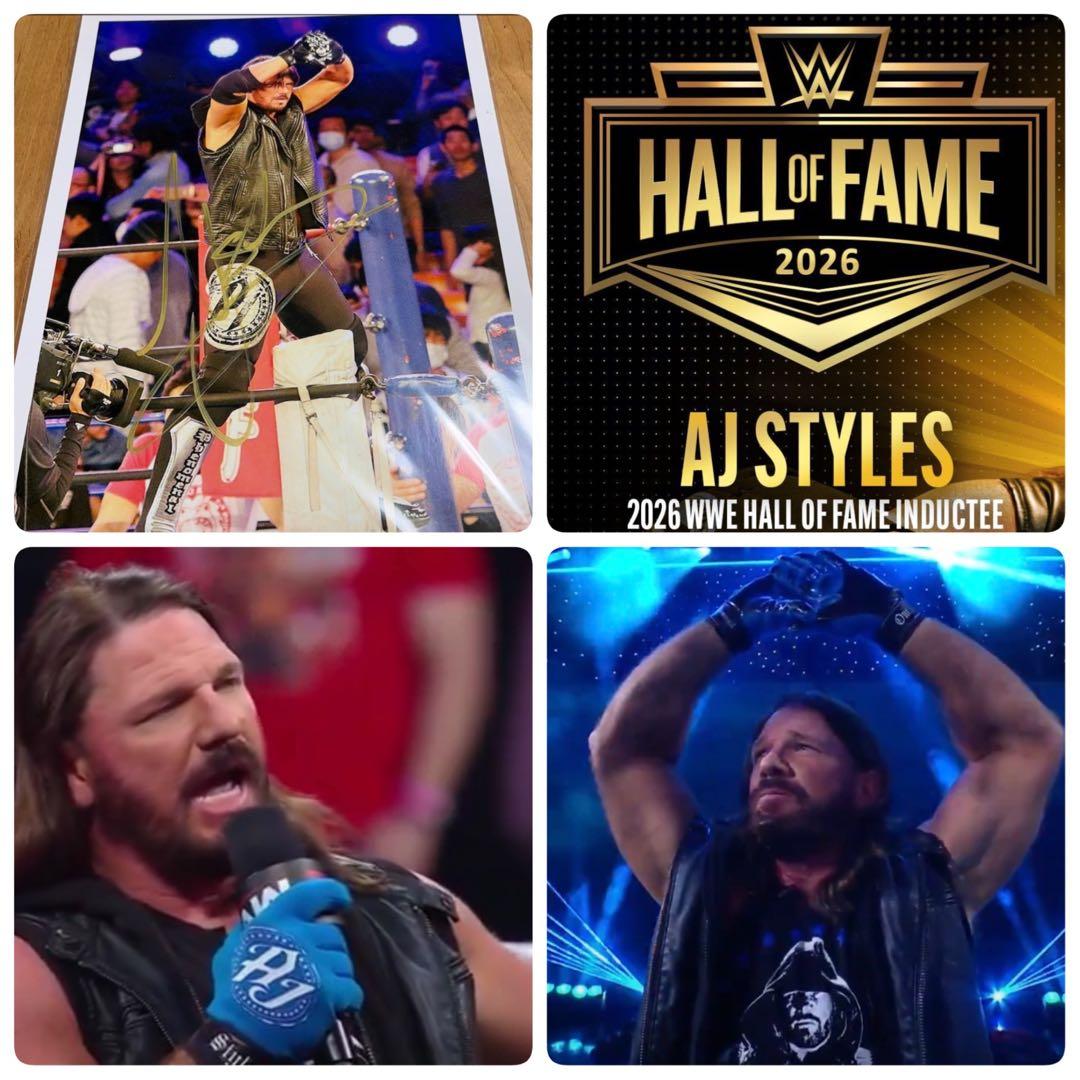 引退！ AJ STYLES 直筆サイン入りポートレート 2026 WWE殿堂入り