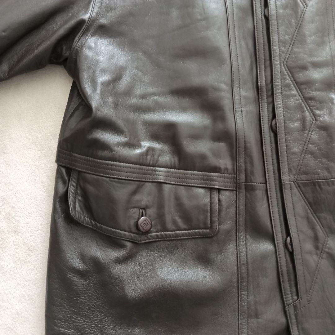 ピエールバルマン ラムレザーコート ヴィンテージ ブラウン サイズLL