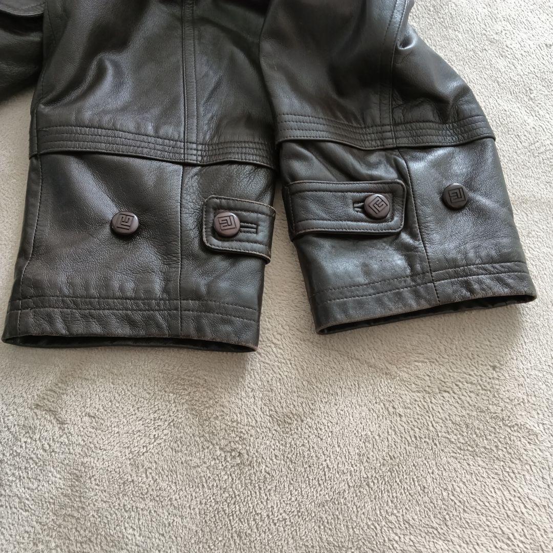 ピエールバルマン ラムレザーコート ヴィンテージ ブラウン サイズLL