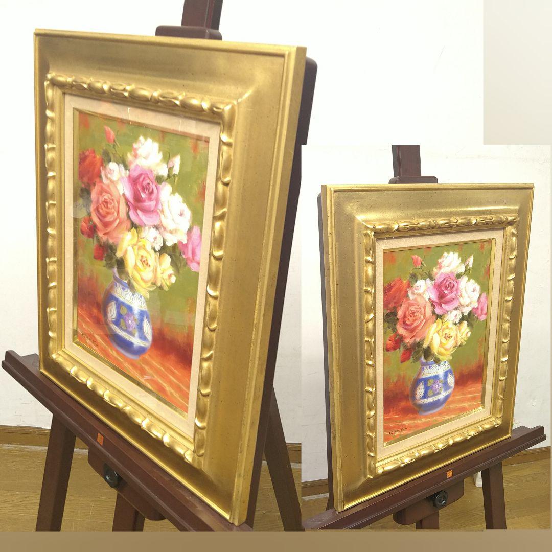 AD15 本物保証 倉橋寛 油彩 4号 薔薇 額装 額縁 専用紙箱 - メルカリ