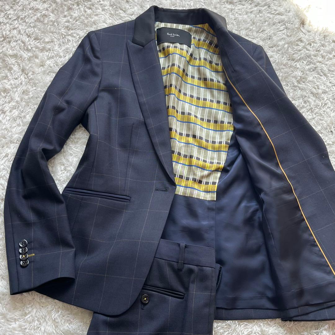未使用級✨ポールスミスブラック 1ボタン　チェック　スーツ　セットアップ　紺　M Paul Smith ポールスミス ネイビーチェック ダブルセットアップ 希少