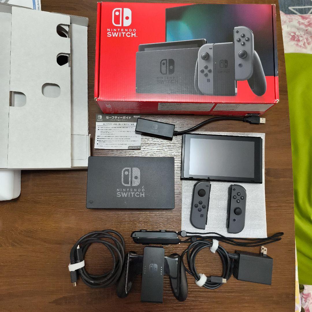 Nintendo Switch 本体 グレー 付属品完備 社外品LANアダプタ - メルカリ