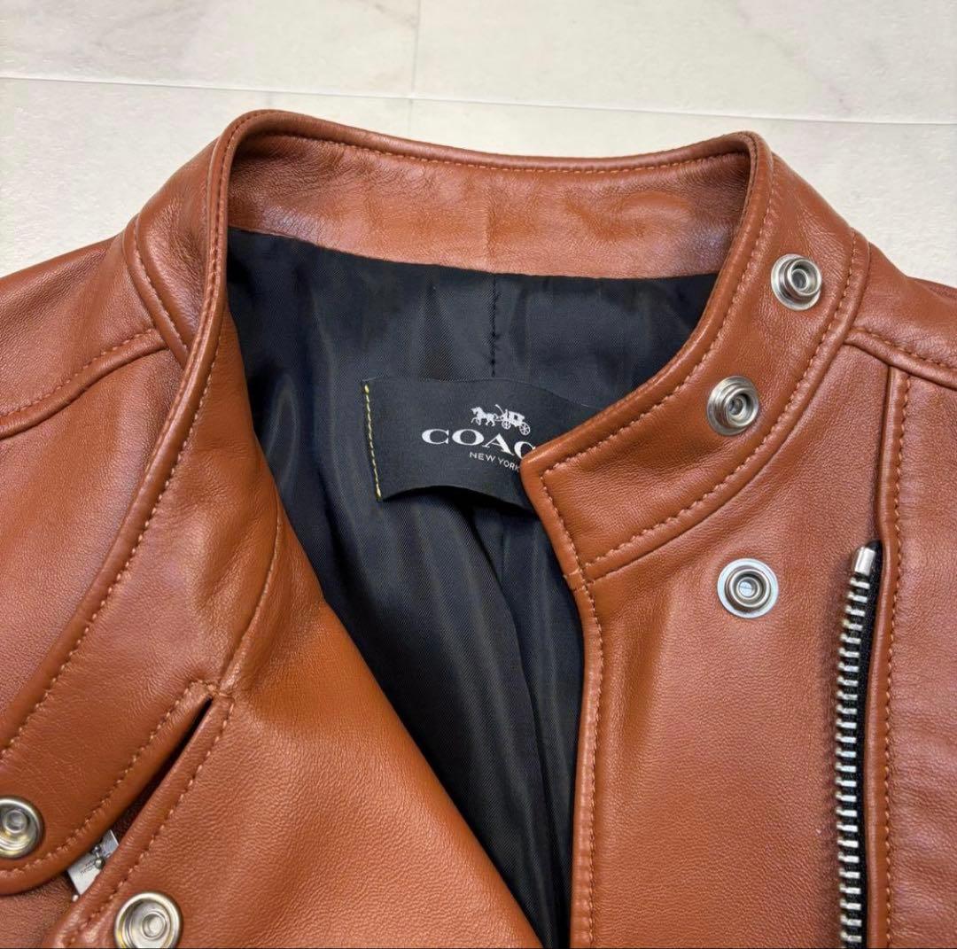 COACH ブラウン ライダースジャケット コーチ ジャケット レザー