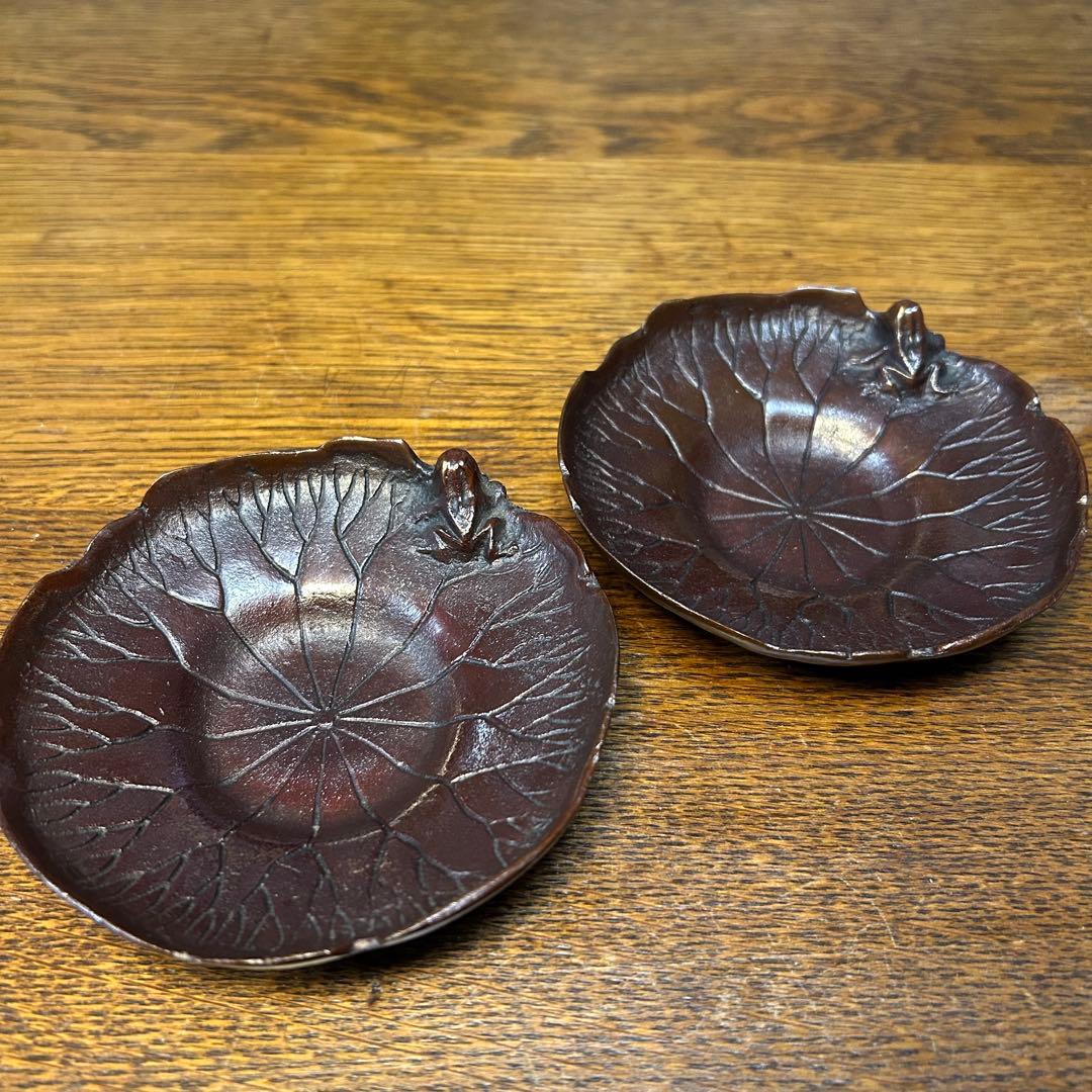 本間琢斎 銅製 茶托 二客 蓮 蛙 煎茶道具 - メルカリ