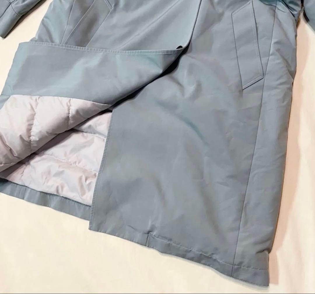 極美品UNTITLED水色フード付きホワイトダックダウンロングコートXL ~3L