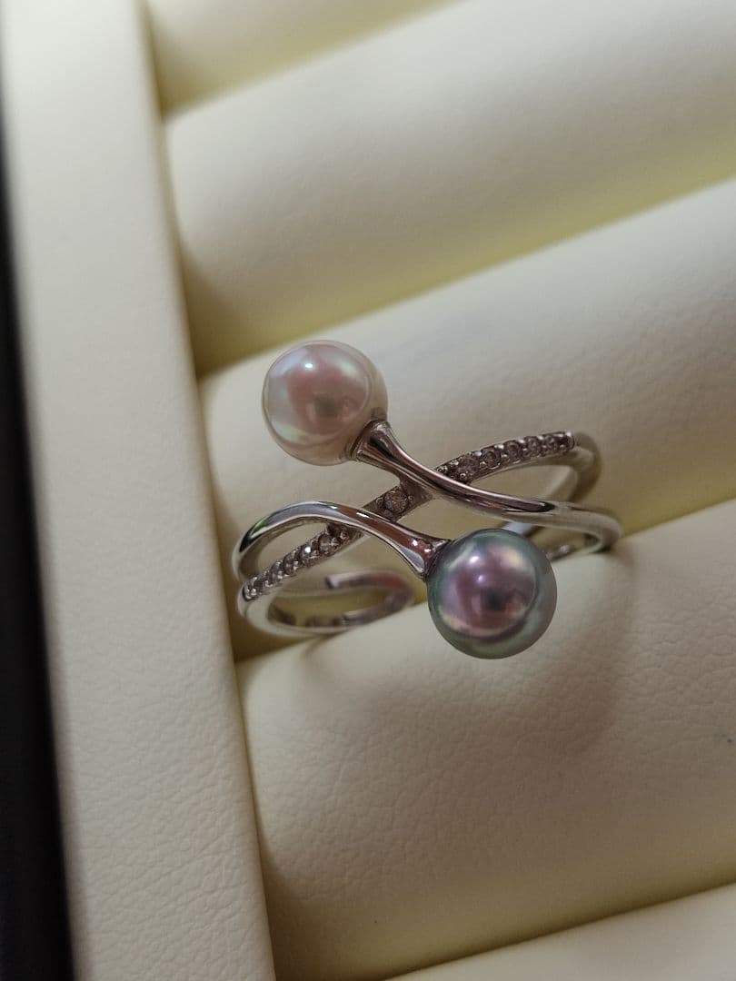 美品✨ 本真珠 あこや 真多麻 ナチュラルブルー S925 フリーサイズ