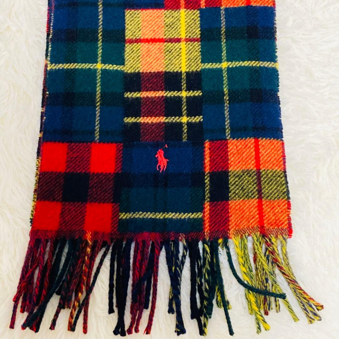 ポロラルフローレン】パッチワーク ホース刺繍マフラー チェック