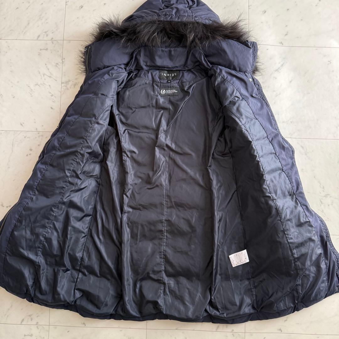 美品 インディヴィ フォックスファーファー フードダウンコート