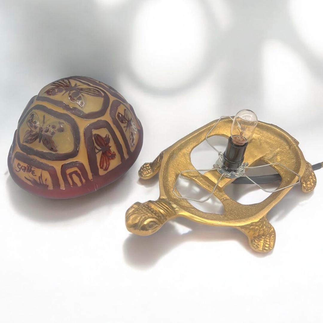◇証明書付◇Emile Galleエミールガレ 亀 卓上ランプ カメオ彫り