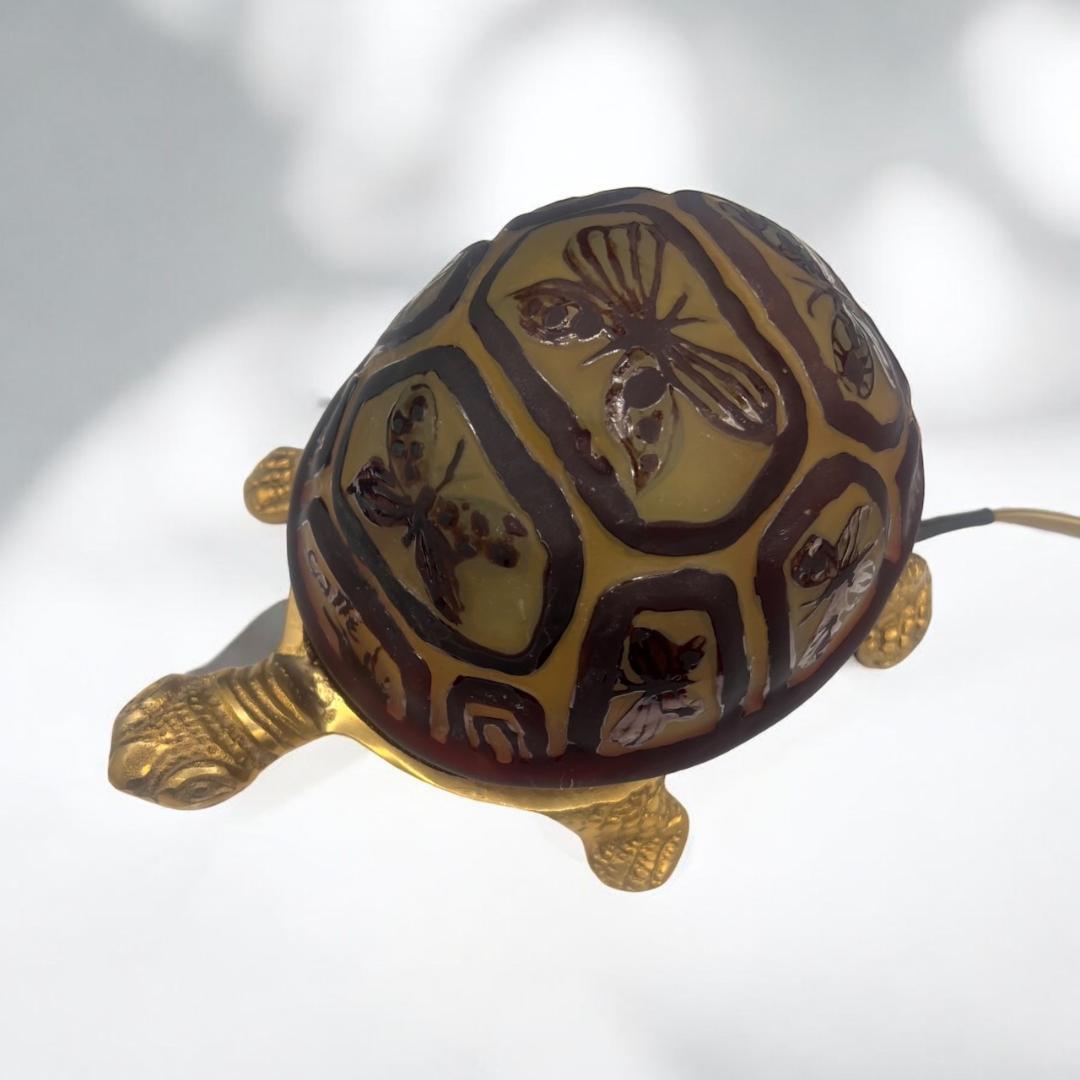 ◇証明書付◇Emile Galleエミールガレ 亀 卓上ランプ カメオ彫り