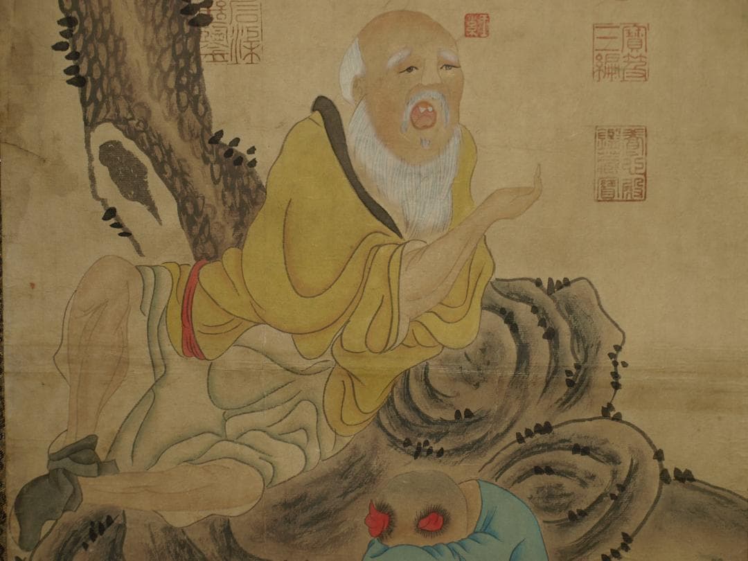 骨董掛け軸】人物図 中国 五代 肉筆保證 唐物唐本 BD334A12-1 - メルカリ