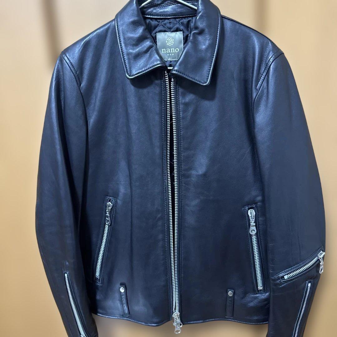 美品】ナノユニバース レザージャケット ライダース 羊革 - メルカリ