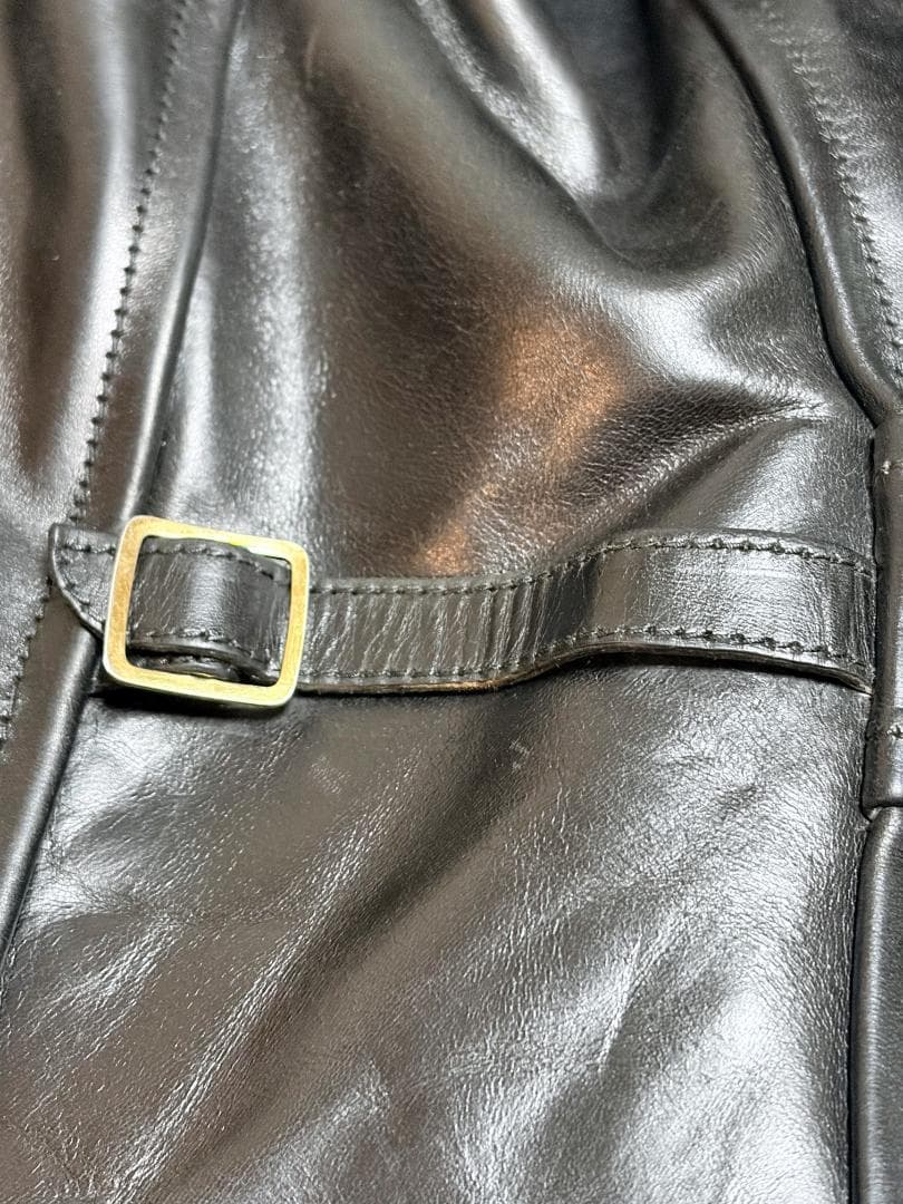 美品／J.Lサイン入】エアロレザー ハーフベルト 38 自立 ホースハイド