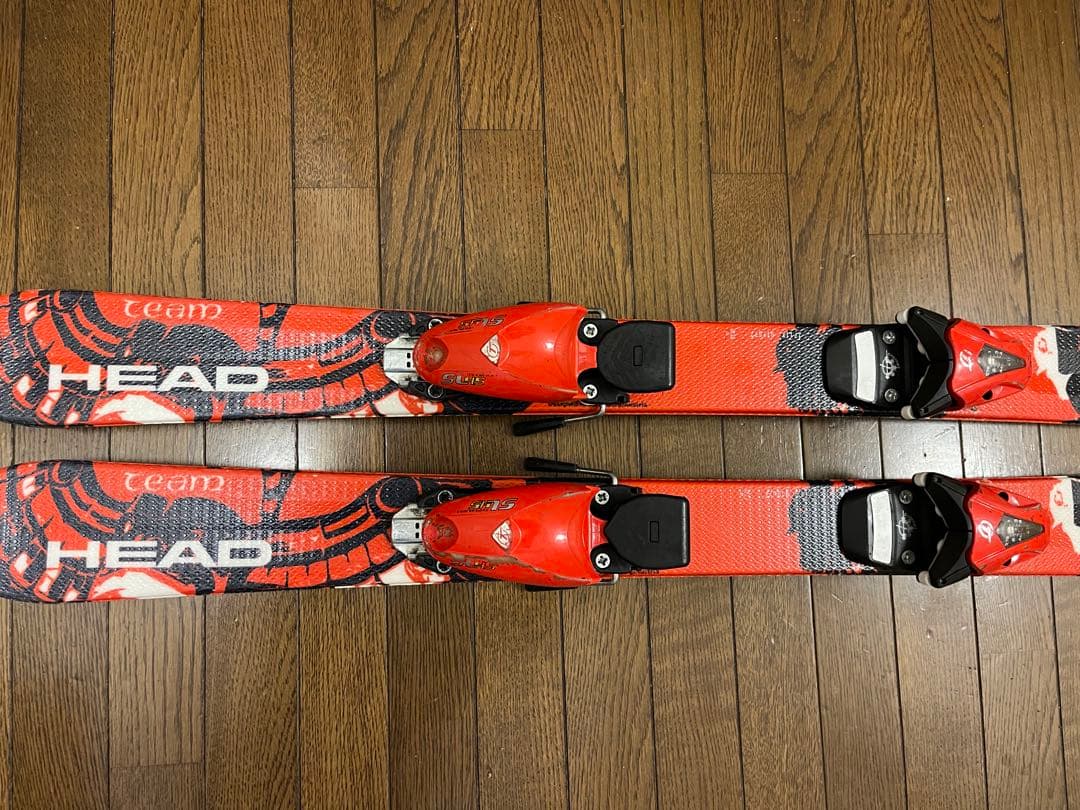HEAD スキー板 赤色 117センチ ストック•ブーツ付 - メルカリ