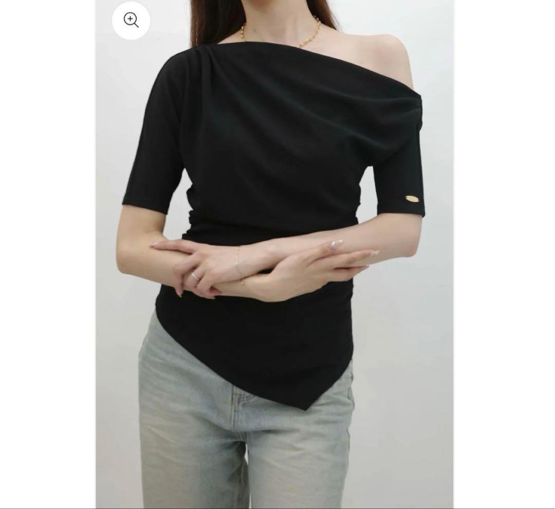 【tomo*】polaura ポローラ アシンメトリードレープトップス