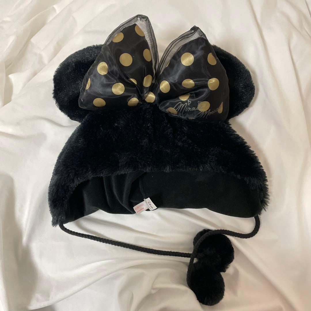 ディズニー ファンキャップ ミニーマウス ブラック 黒 リボン 水玉