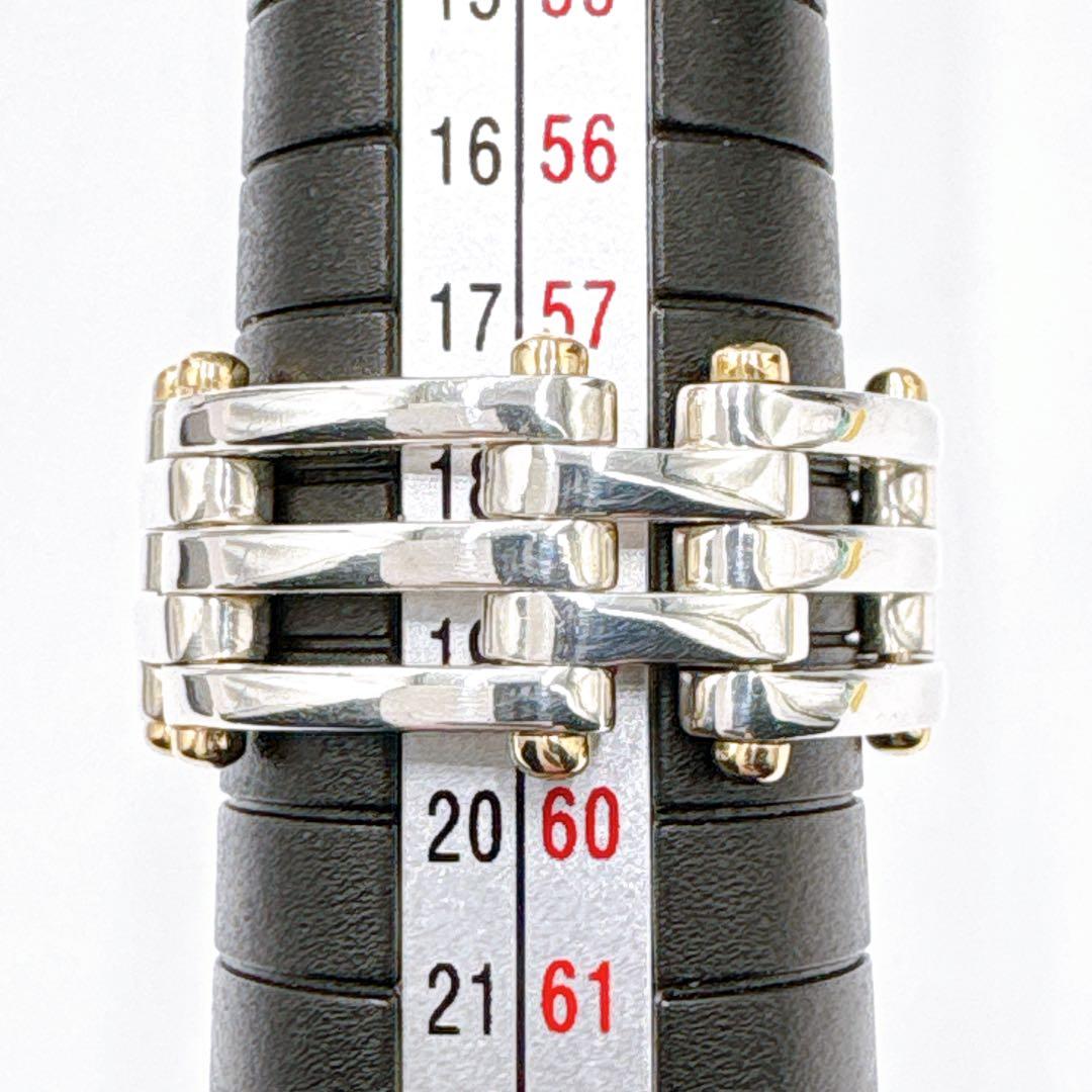 極美品 ティファニー ゲート コンビ リング 18.5号 シルバー k18