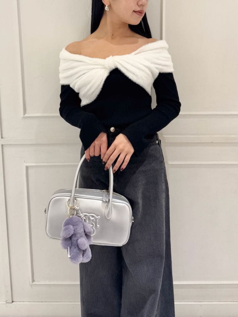 スナイデル WEB限定オフショルダーリボンニット ブラック - メルカリ