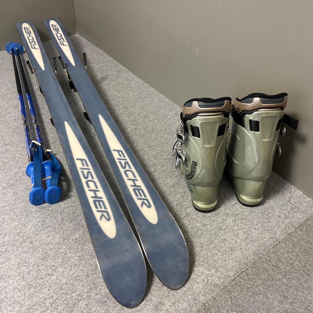 ★短めな板お探しの方 メンテ済スキーセット板163cmブーツ27~27.5cm