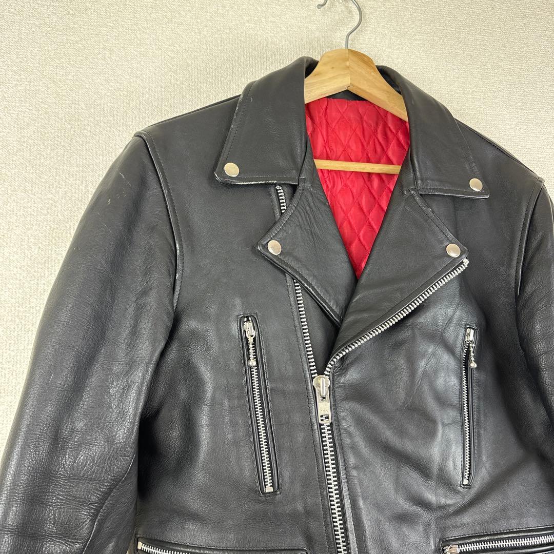 kakuishi 角石 レザー ダブルライダースジャケット 本革 裏地赤 - メルカリ