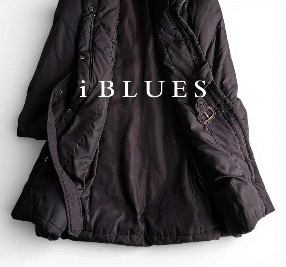 美品 マックスマーラiBLUES ショールカラー ベルト付 ロングダウン
