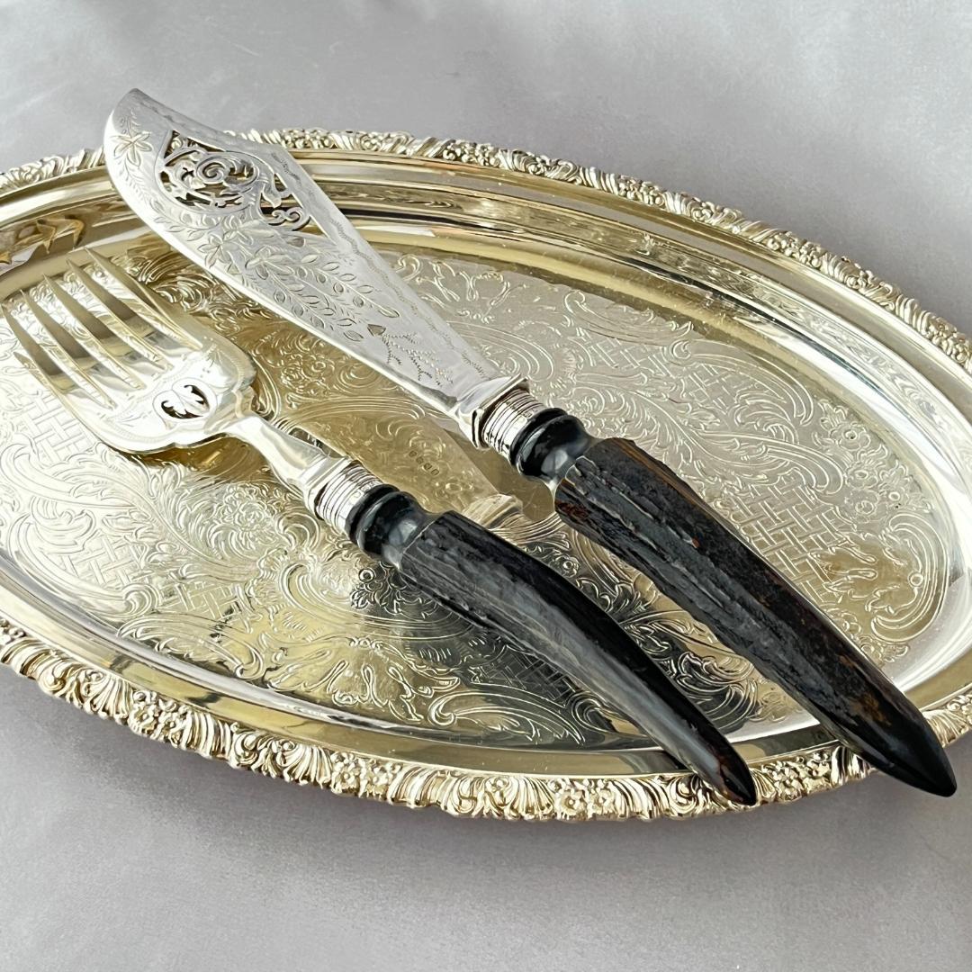 【Copper Brothers】【純銀継手】アントラーハンドルのサーバーセット Copper Brothers】【純銀継手】アントラーハンドルのサーバーセット