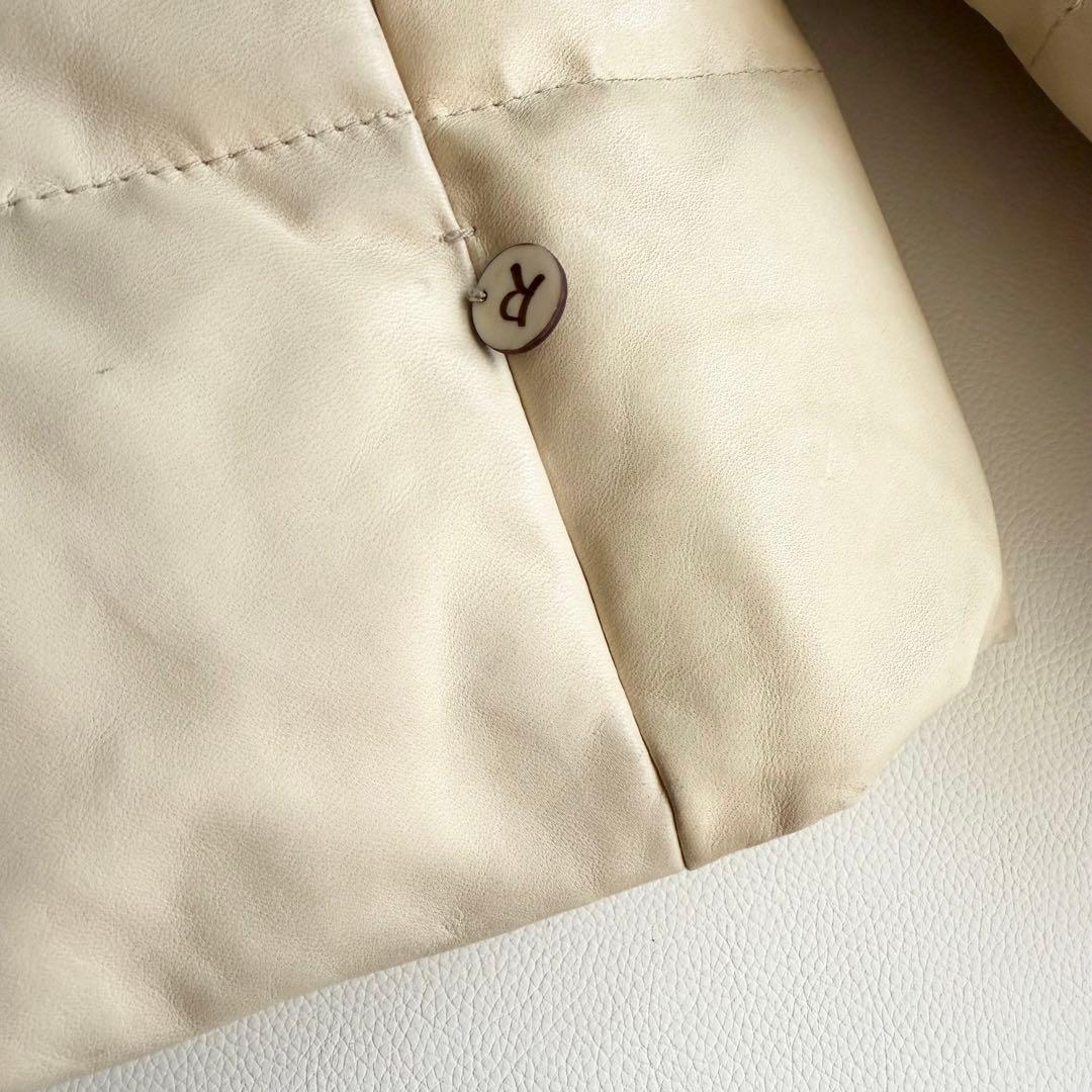 45R 45rpm 馬皮革 ダウン入りジャッケット クリーム カシミヤ付け襟