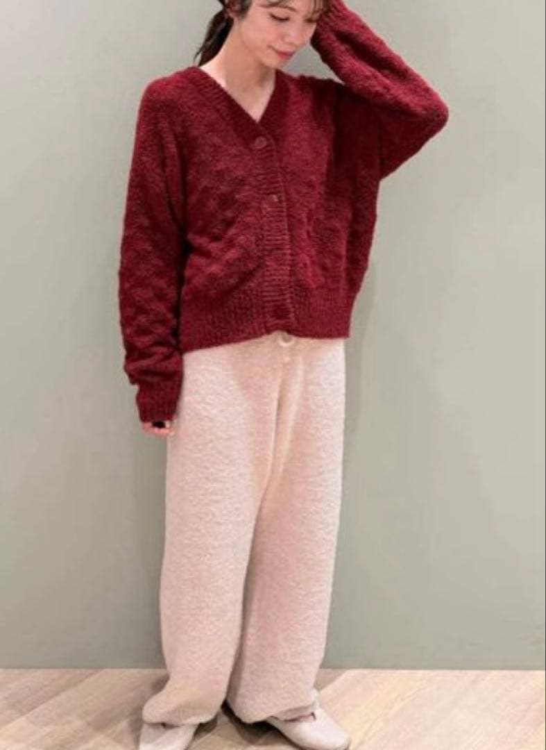 新品タグ付き】ジェラートピケ 柄編みカーディガン いちご