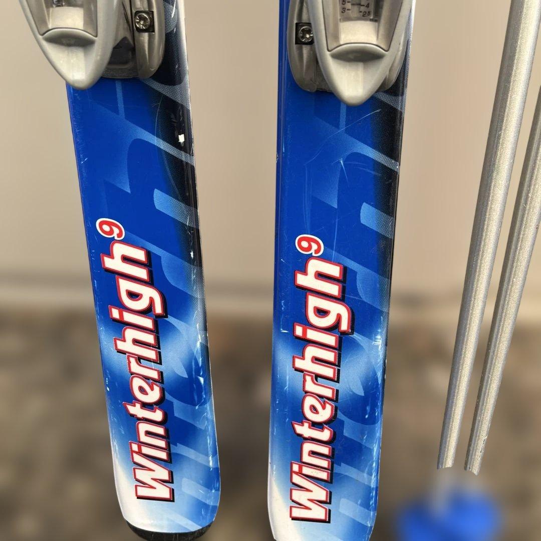 KAZAMA スキーセット 160cm 青/白ポールセット キッズ - メルカリ