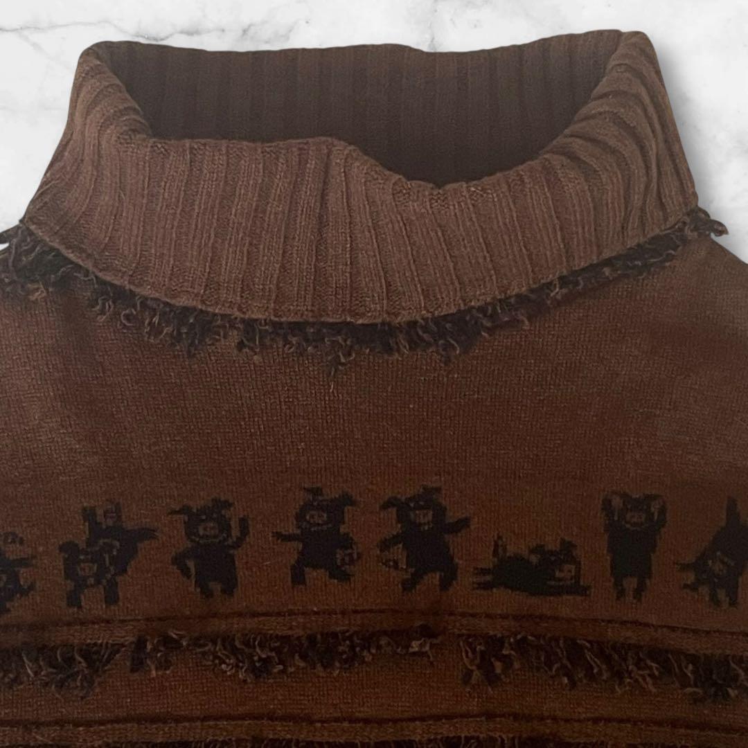 アルベロベロ タートルネック ニット セーター ブタさん フリンジ