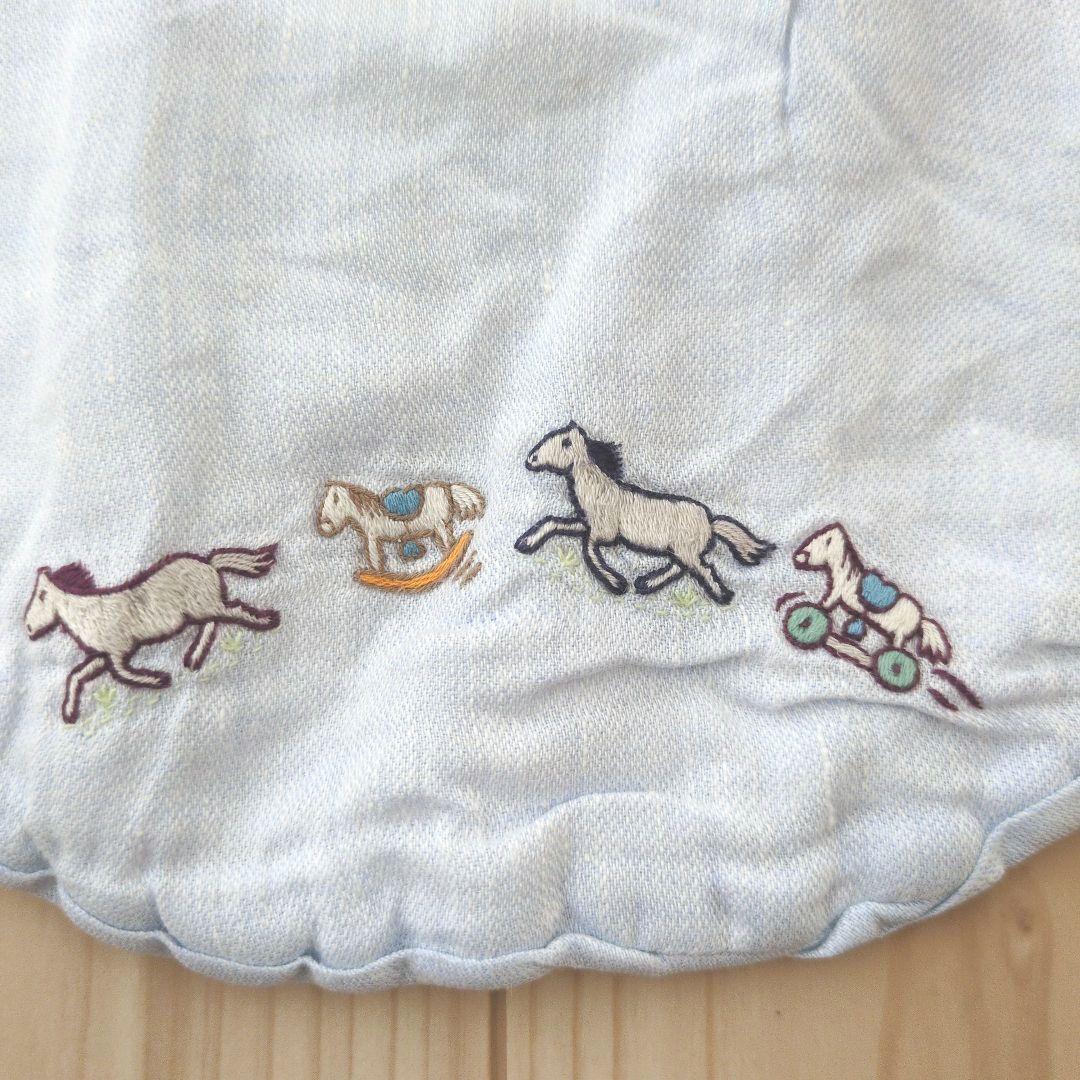 良品】HERMES水色 馬の刺繍 スタイ - メルカリ