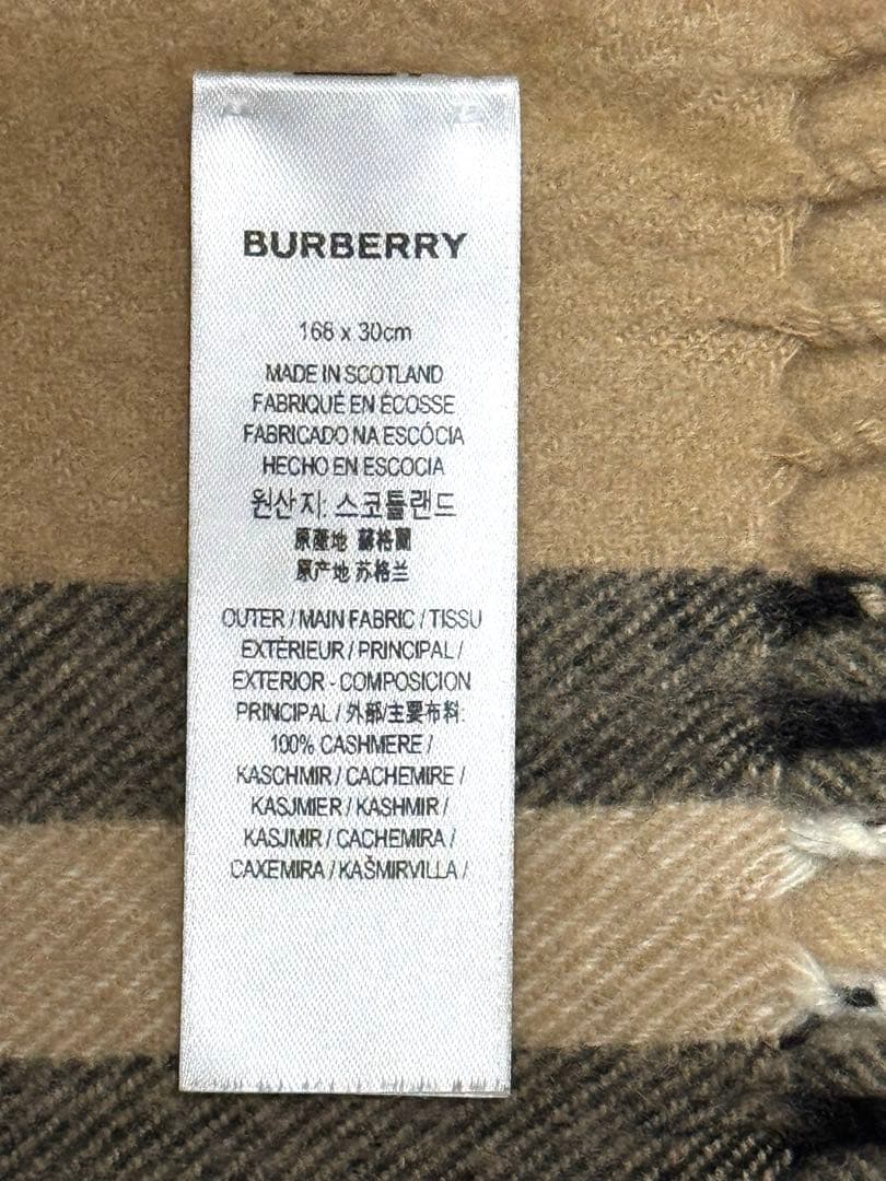 極美品 現行タグ バーバリー カシミヤ100% ノバチェック柄 マフラー