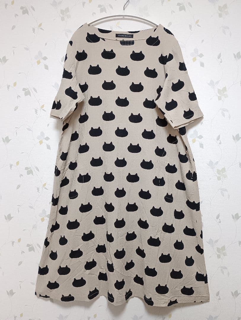 マタノアツコ MEME総柄 ワンピース・ルームウェア L ベージュ - メルカリ